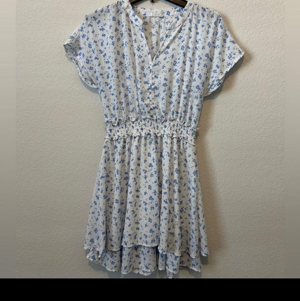 Floral Blue and White Dress